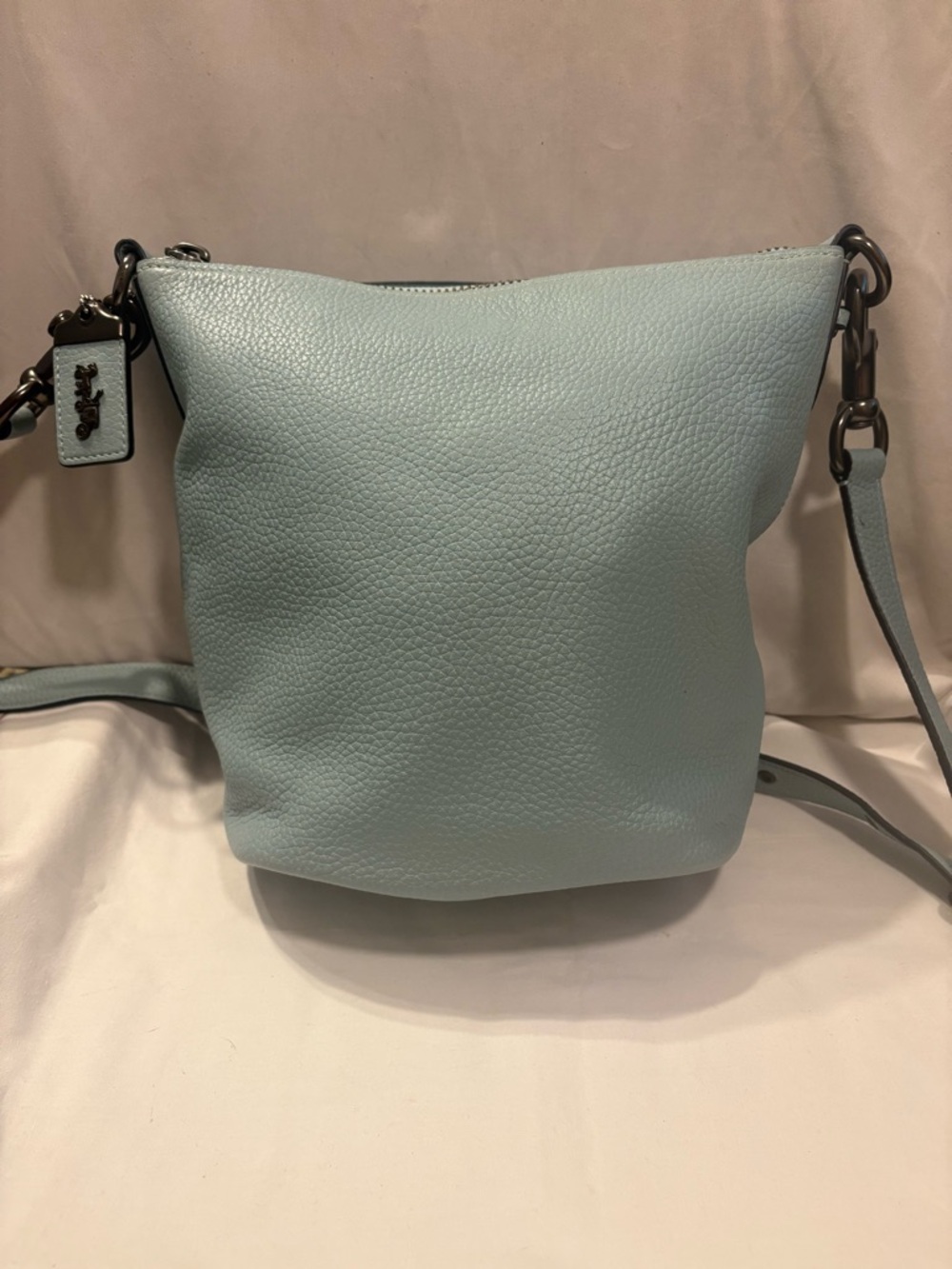 Coach Pebbled Leather Duffle Bucket Shoulder Bag
